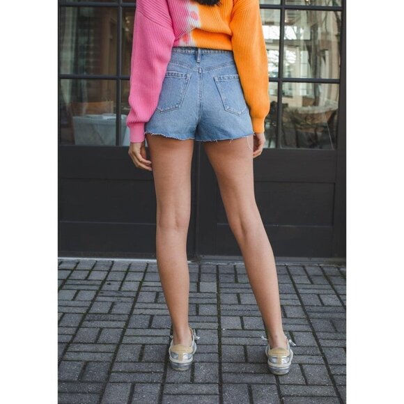 BLANKNYC Size 28 The Reeve High Rise Cruise Control Denim Shorts Distressed - Picture 3 of 4